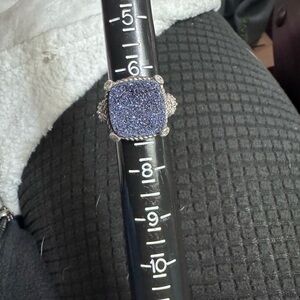 Judith Ripka Sterling Silver Blue Druzy Quartz Ring Size 7